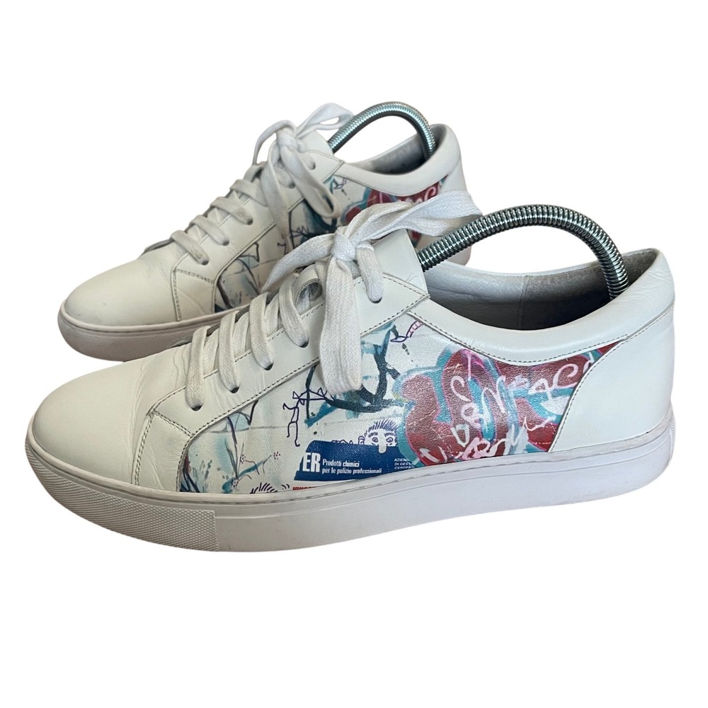 Robert Graham Limitless‎ RG5371L Men White Leather SZ 9 Lifestyle Artsy Sneakers